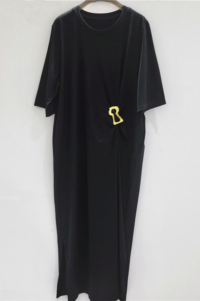 Keyhole Accent Loose T-Shirt Dress