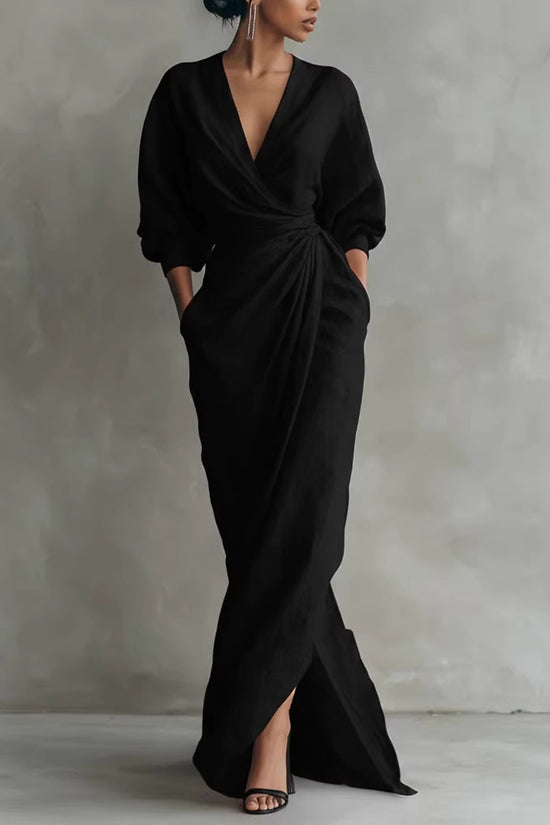 Elegant Draped Casual Maxi Dress