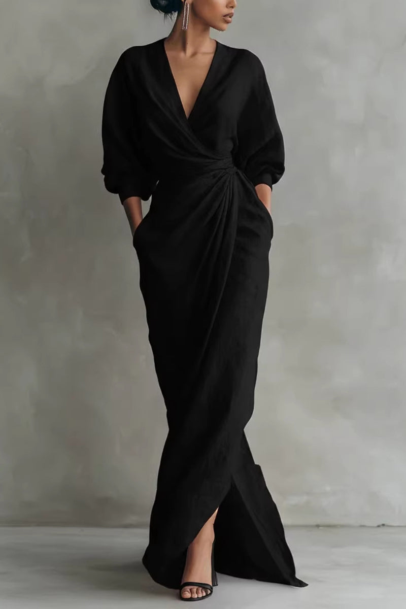 Elegant Draped Casual Maxi Dress