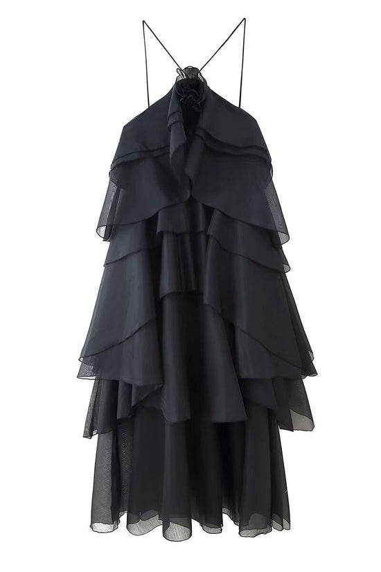 Layered Ruffle Halter Dress