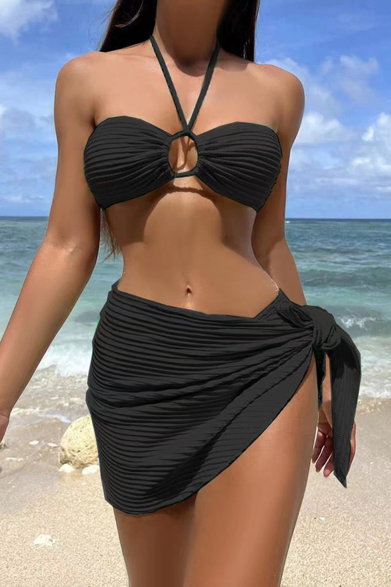 Halter Bikini Set with Wrap Cover-Up