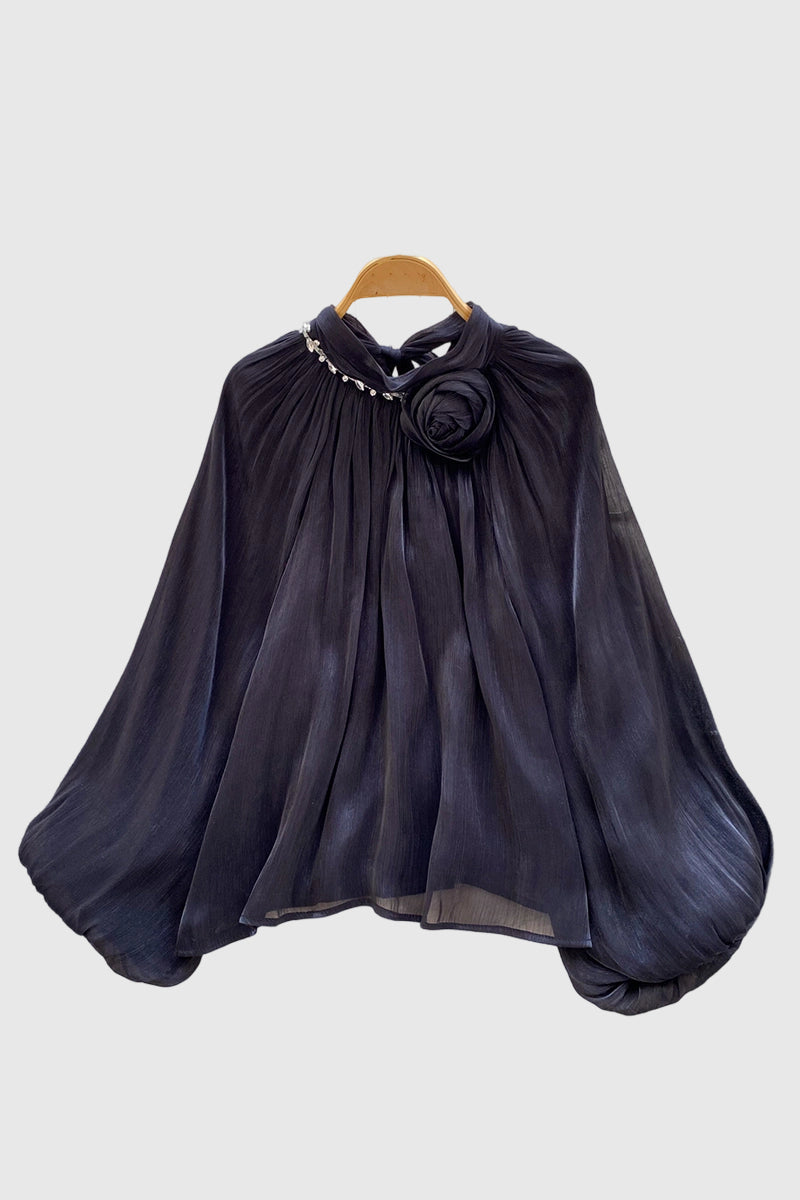 Floral Detail Balloon Sleeve Blouse