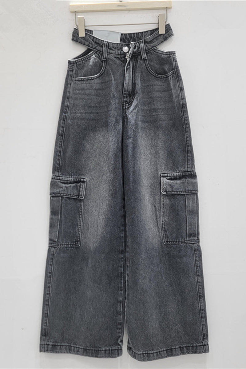 Cargo Pocket Straight Leg Denim