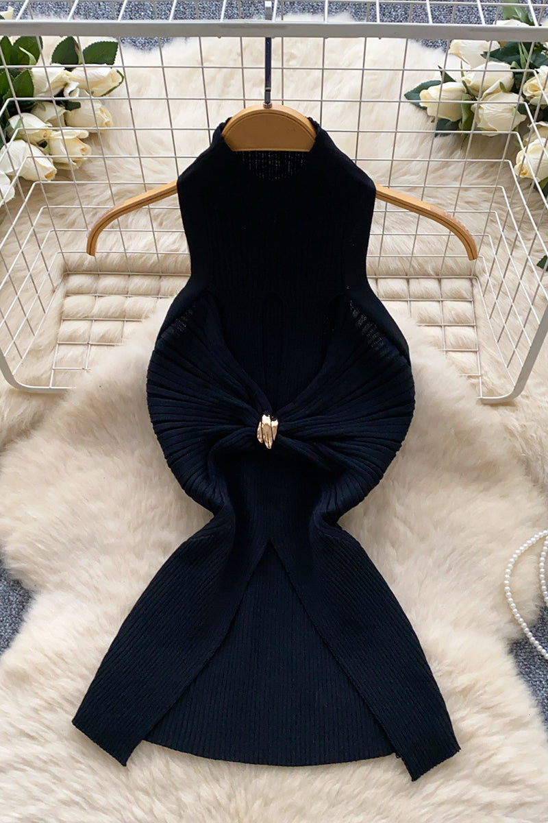 High Neck Ruched Cutout Tank Top