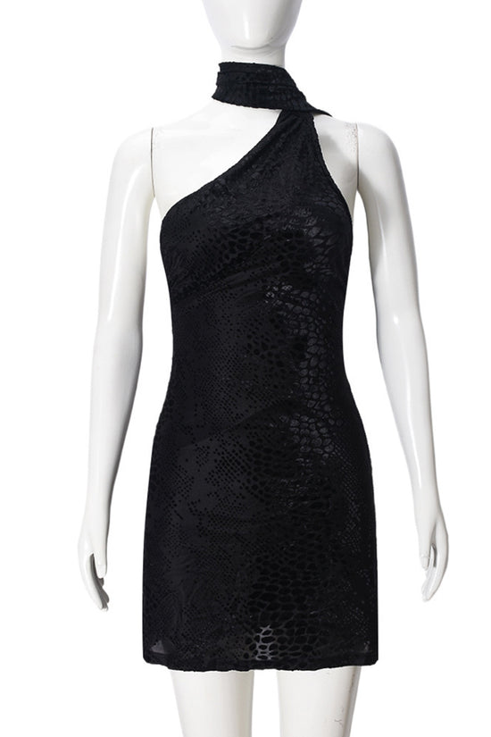 Asymmetric Halter Neck Bodycon Dress