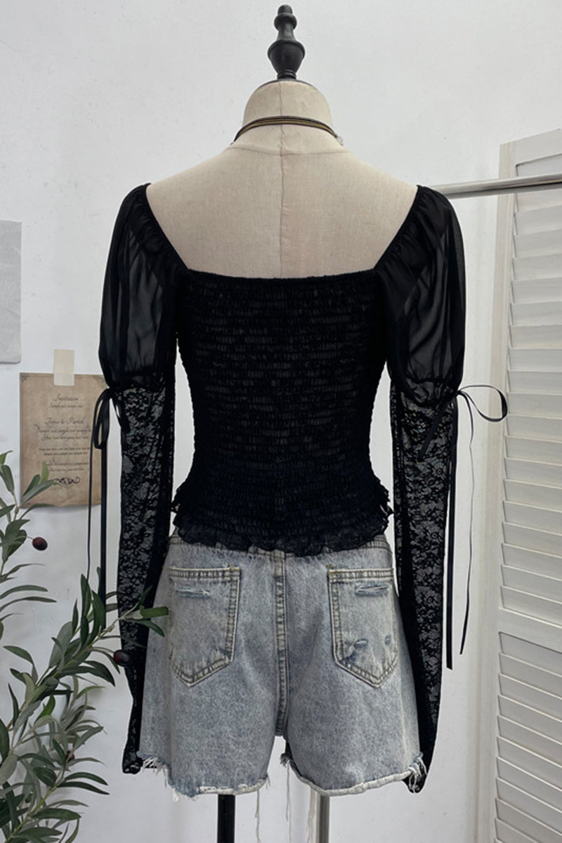 Lace Off-Shoulder Bodycon Blouse