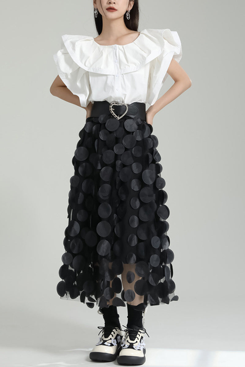 Textured Circle Pattern Midi Skirt