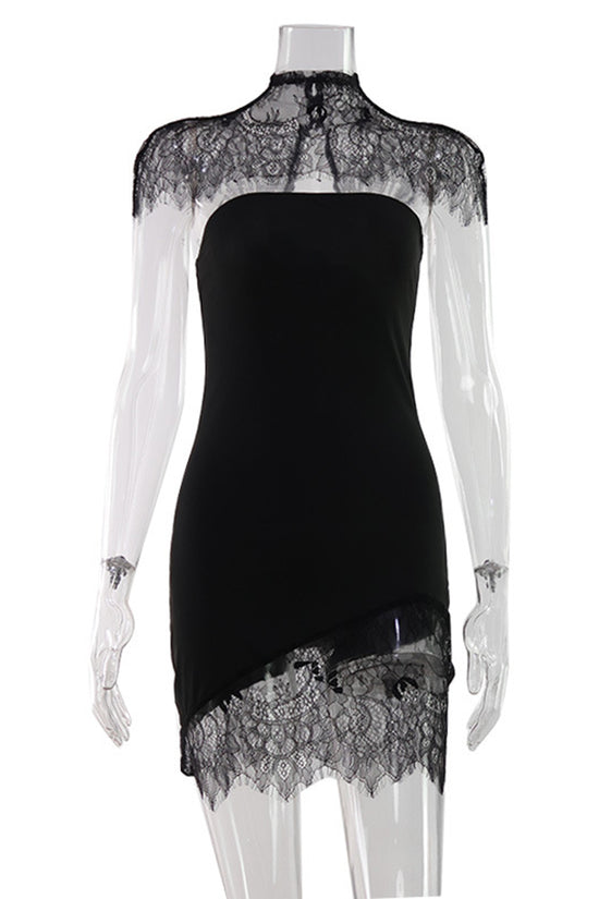 Lace Illusion Neckline Bodycon Dress