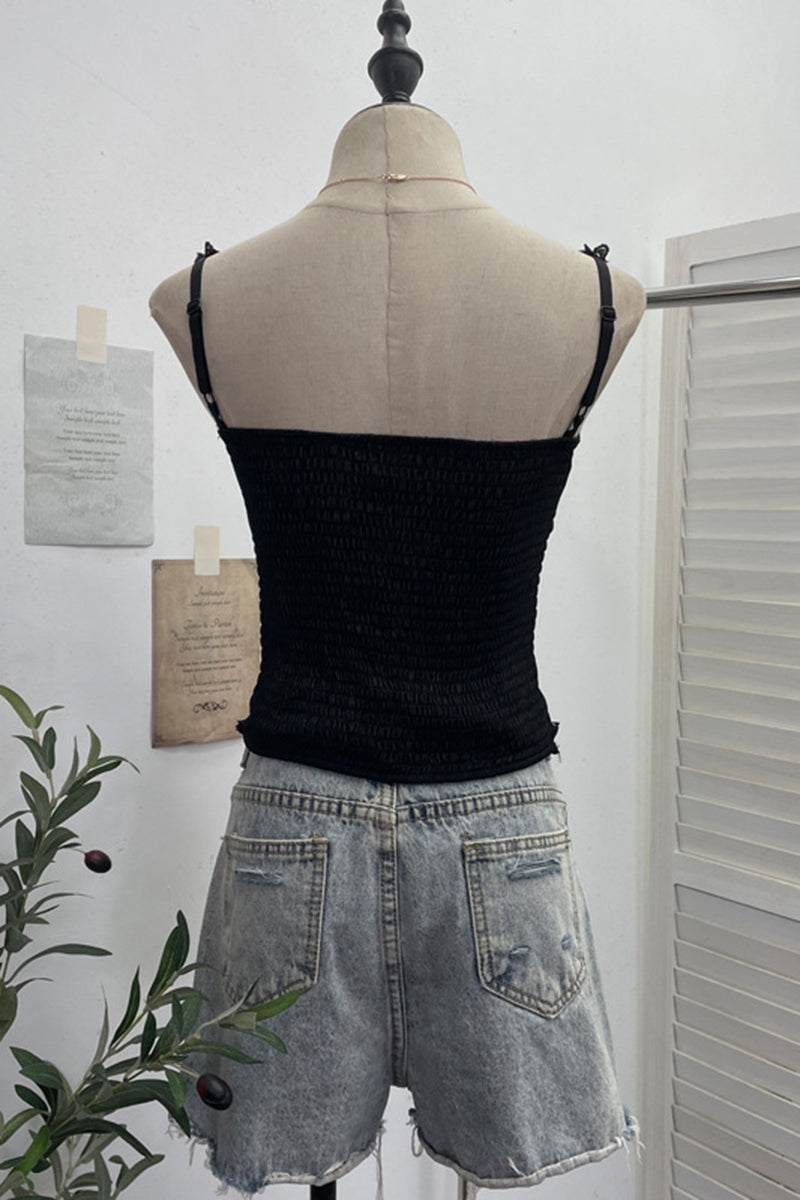 Lace Trim Sheer Sleeveless Tank Top