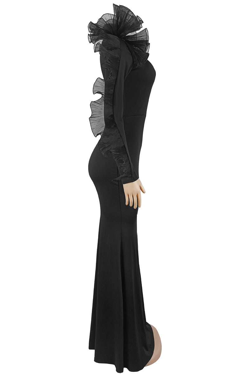 One-Shoulder Ruffle Maxi Dress