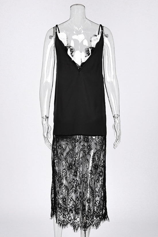 Sleeveless Lace V-Neck Casual Dress
