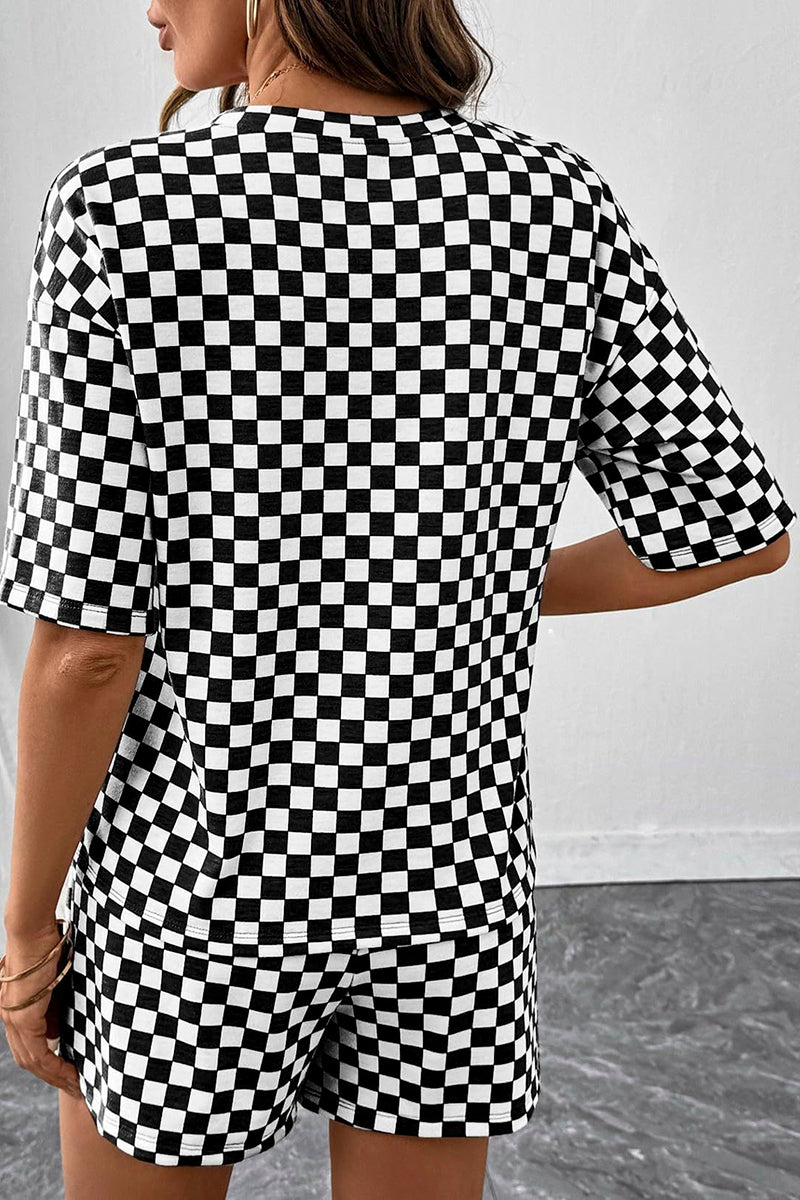 Checkerboard Sleeveless Short Set