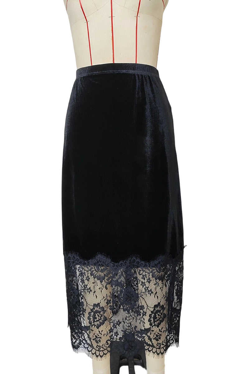 Elegant Lace Trim Midi Skirt