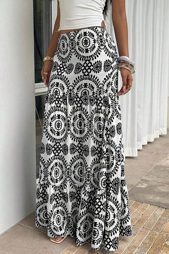 Elegant Printed Midi Skirt