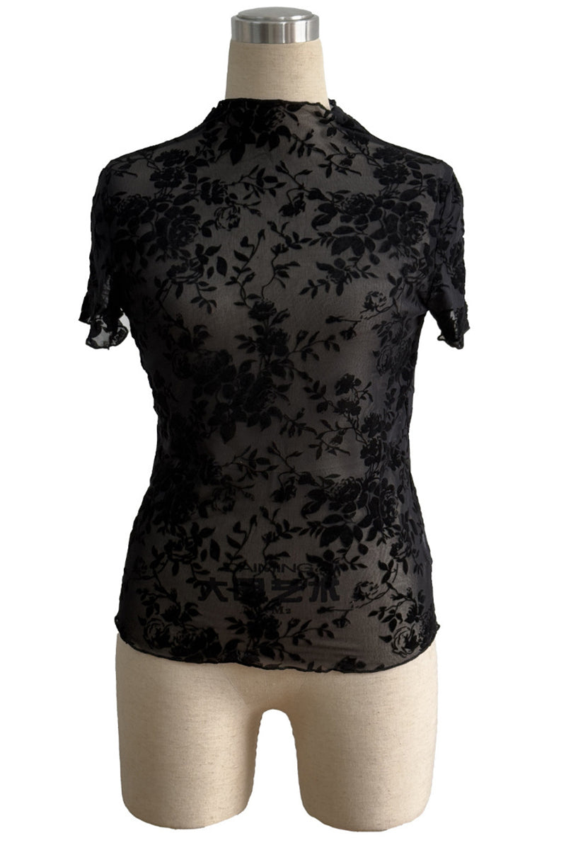 Floral Sheer Short Sleeve Top
