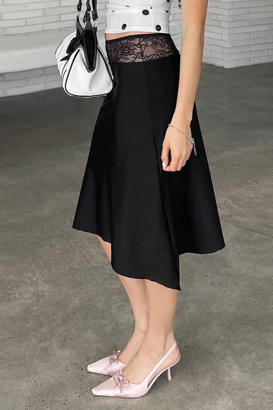 Lace Waist Midi Skirt