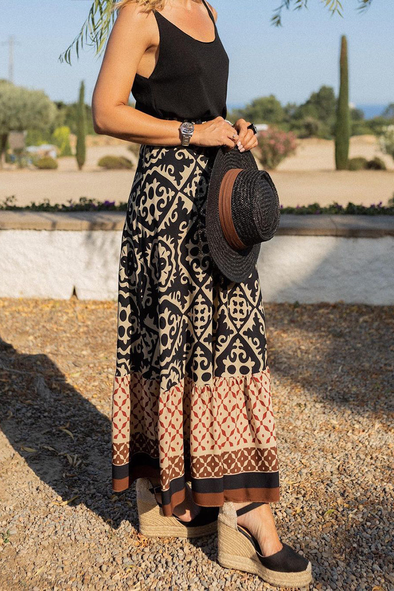 Geo Pattern Midi Skirt