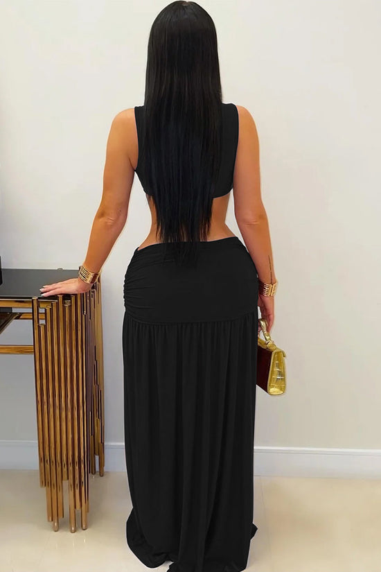 Cutout Sleeveless Maxi Dress with Side Slit