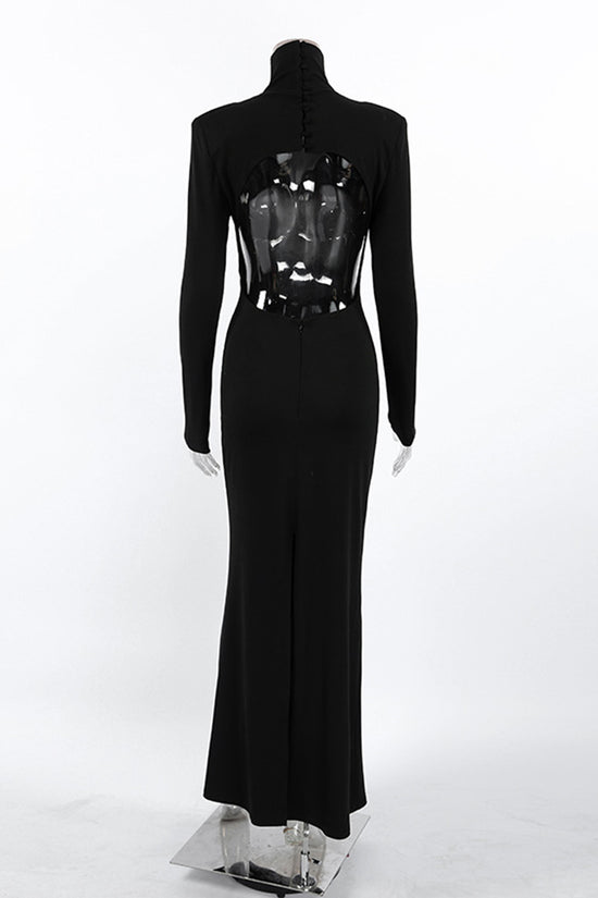 Elegant Backless Long Sleeve Dress