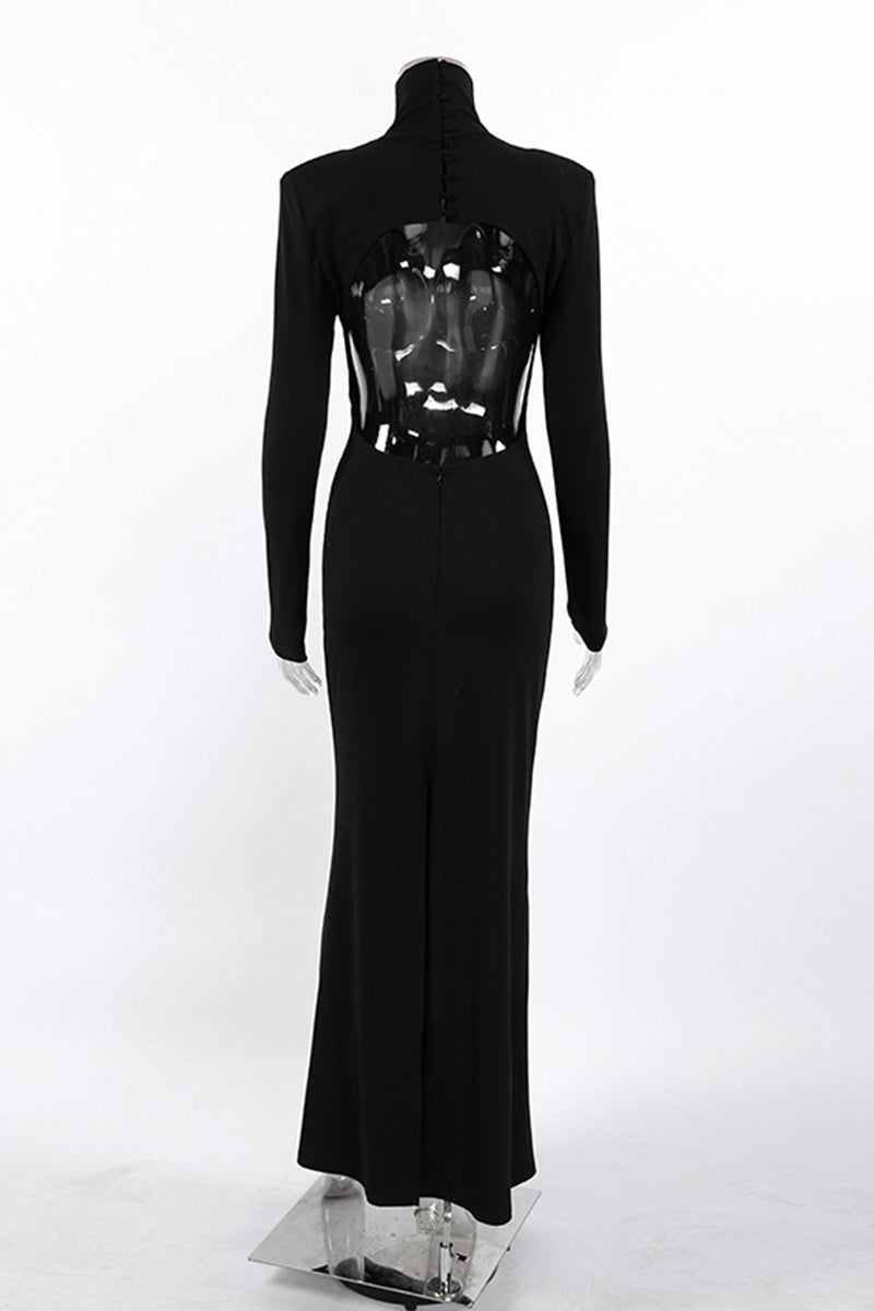 Elegant Backless Long Sleeve Dress