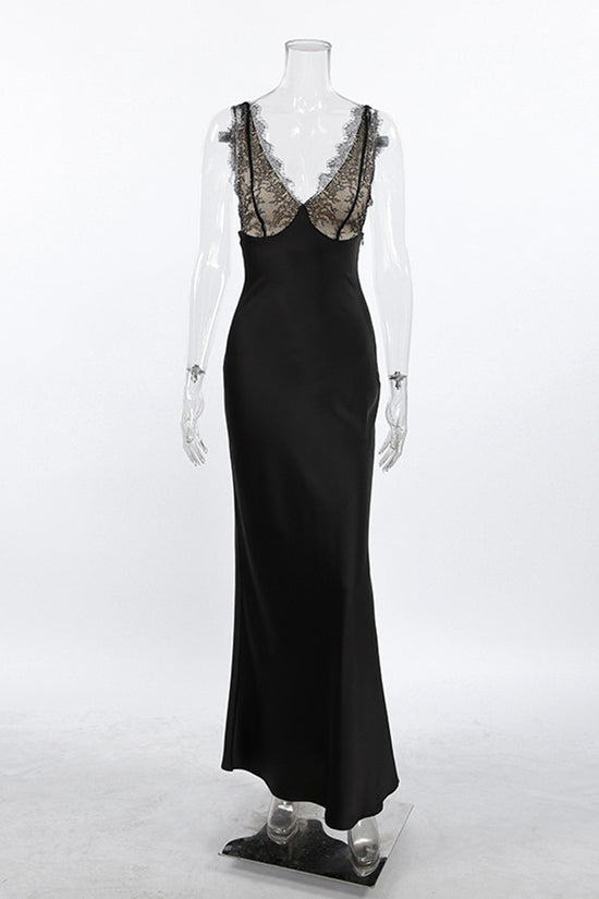 Elegant Sleeveless Lace Midi Dress