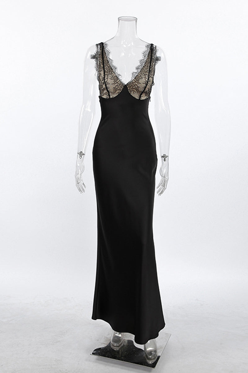 Elegant Sleeveless Lace Midi Dress