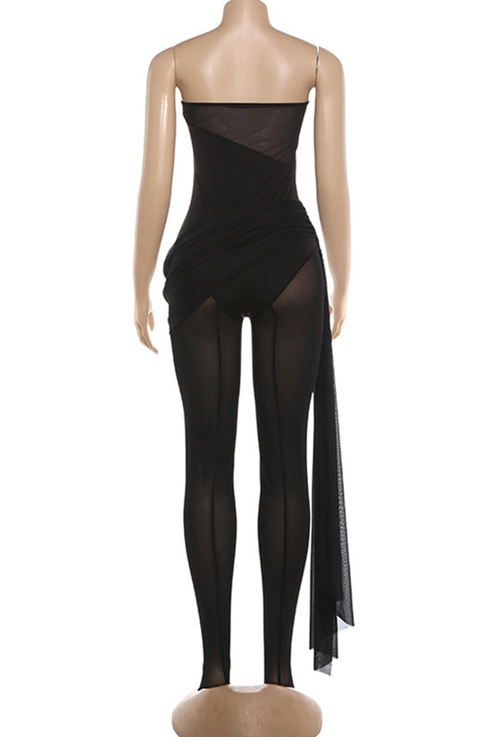 Elegant Strapless Sheer Jumpsuit