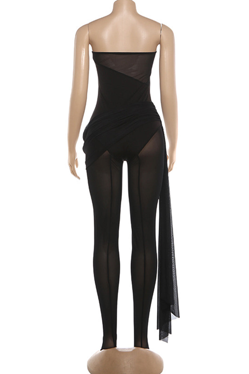 Elegant Strapless Sheer Jumpsuit