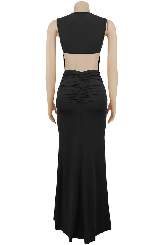 Elegant Sleeveless Maxi Dress with Tie Waist