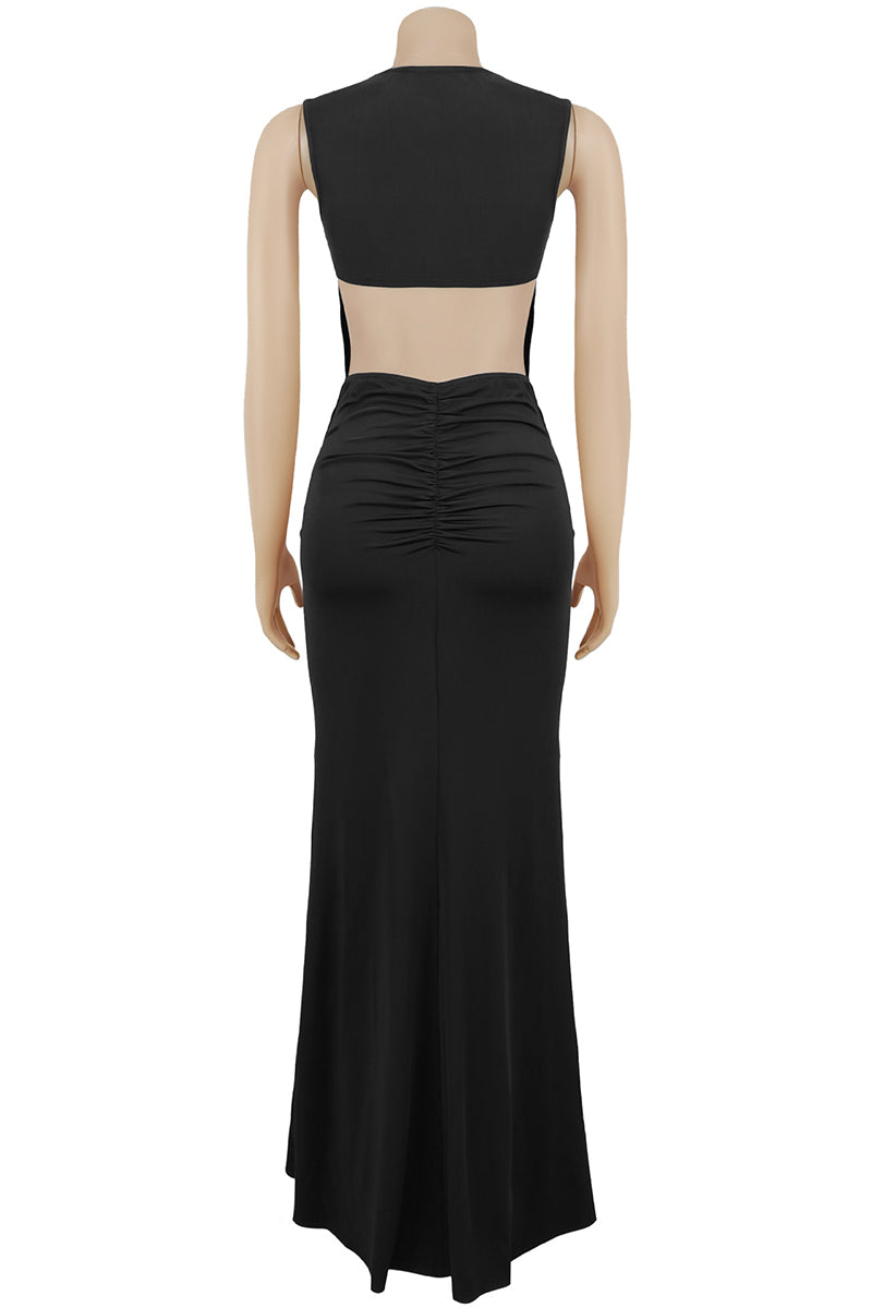 Elegant Sleeveless Maxi Dress with Tie Waist