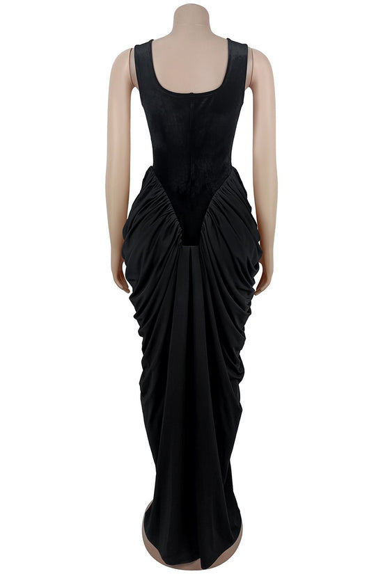 Elegant Sleeveless Draped Maxi Dress
