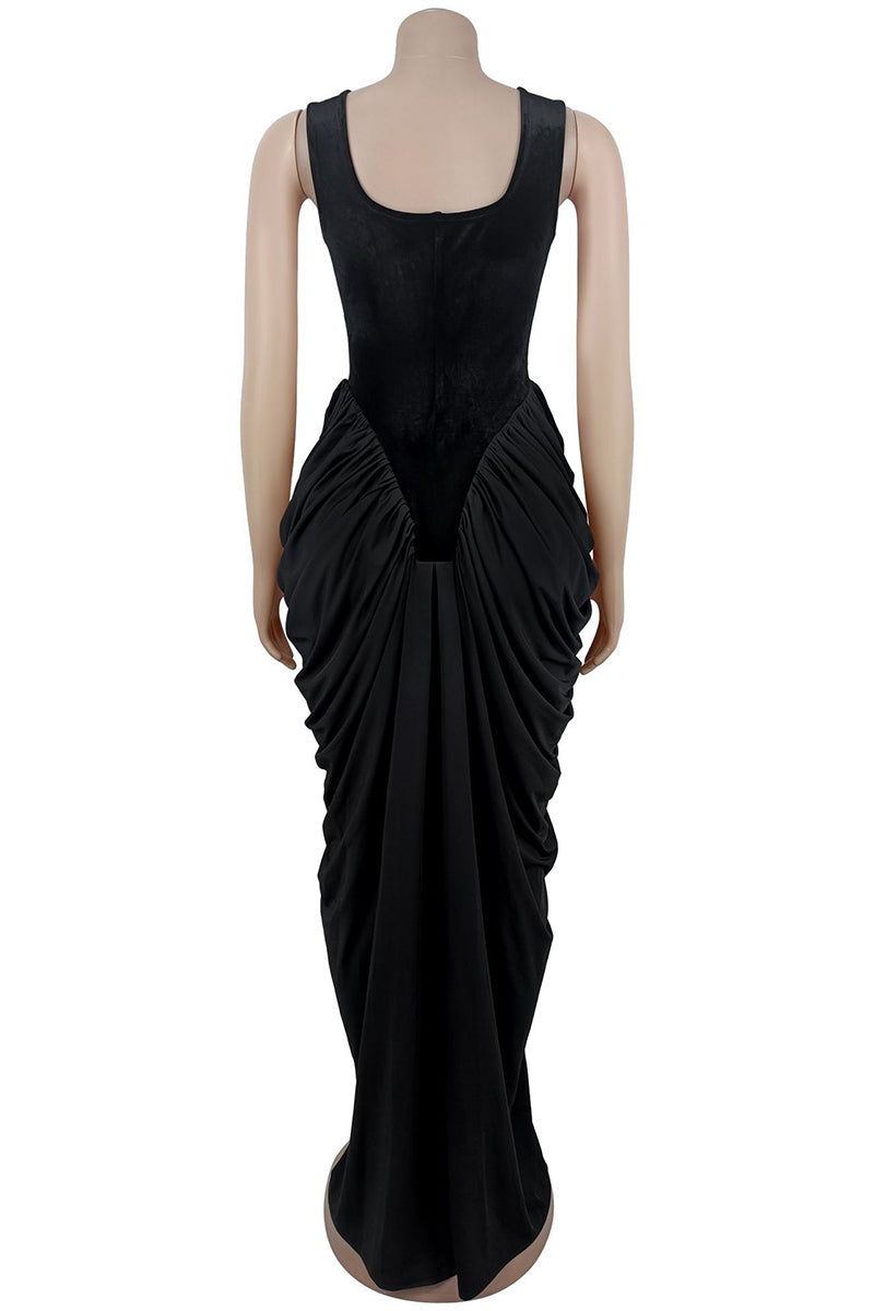 Elegant Sleeveless Draped Maxi Dress