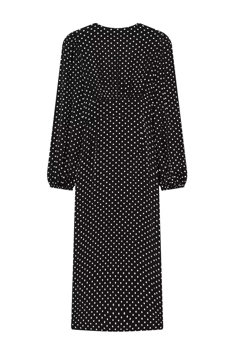 Polka Dot Long Sleeve Casual Dress