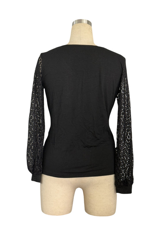 Chic Wrap V-Neck Lace Sleeve Top
