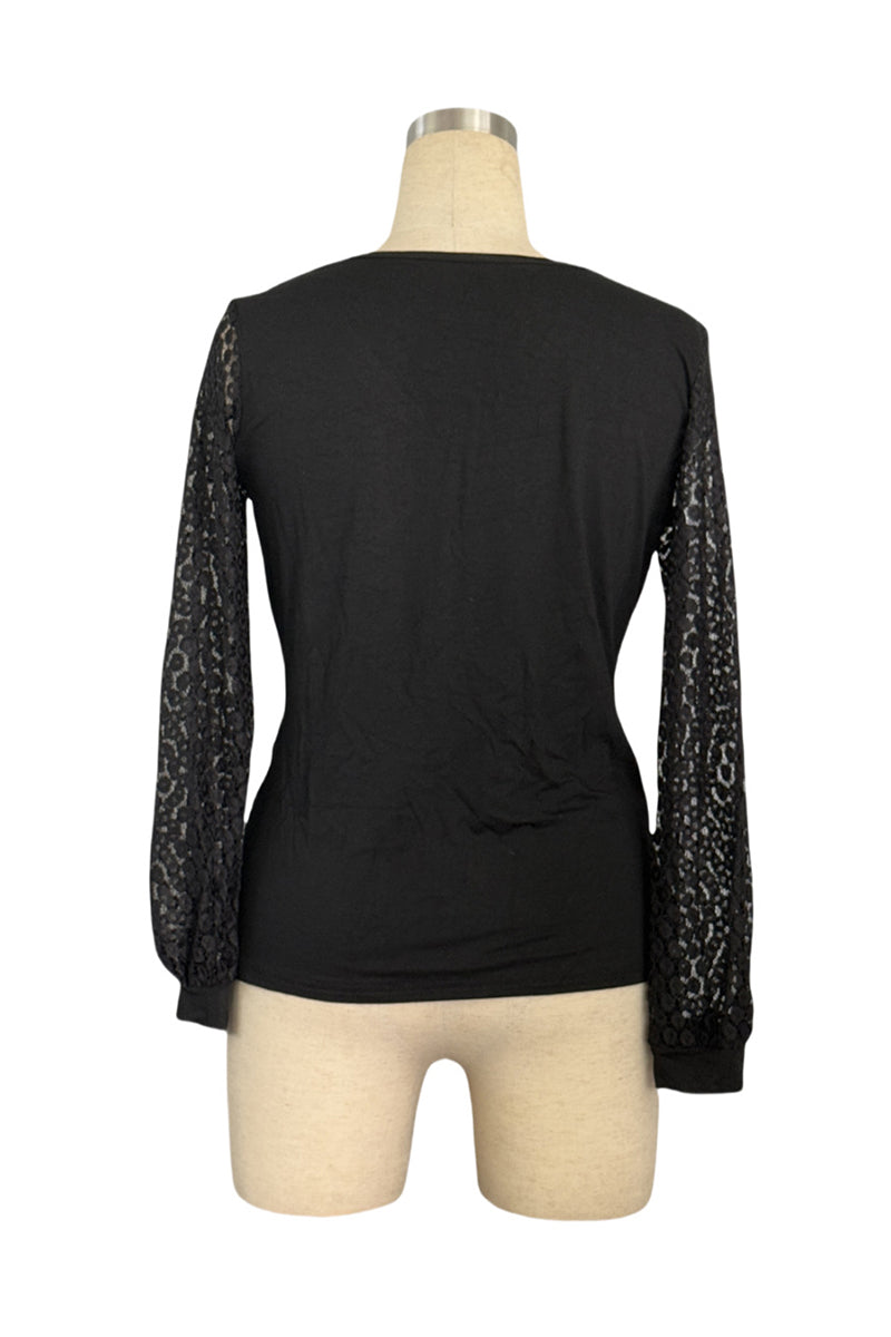 Chic Wrap V-Neck Lace Sleeve Top