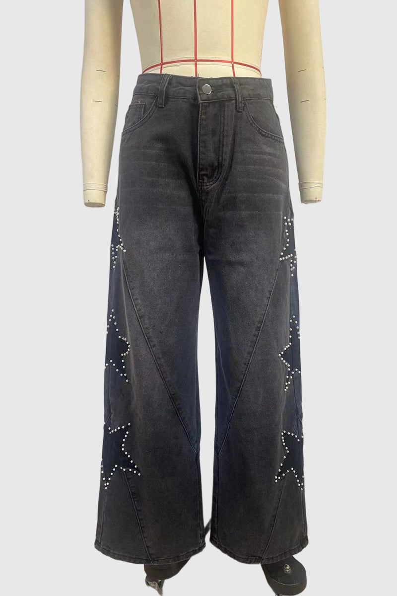 Star-Embellished Straight Jeans