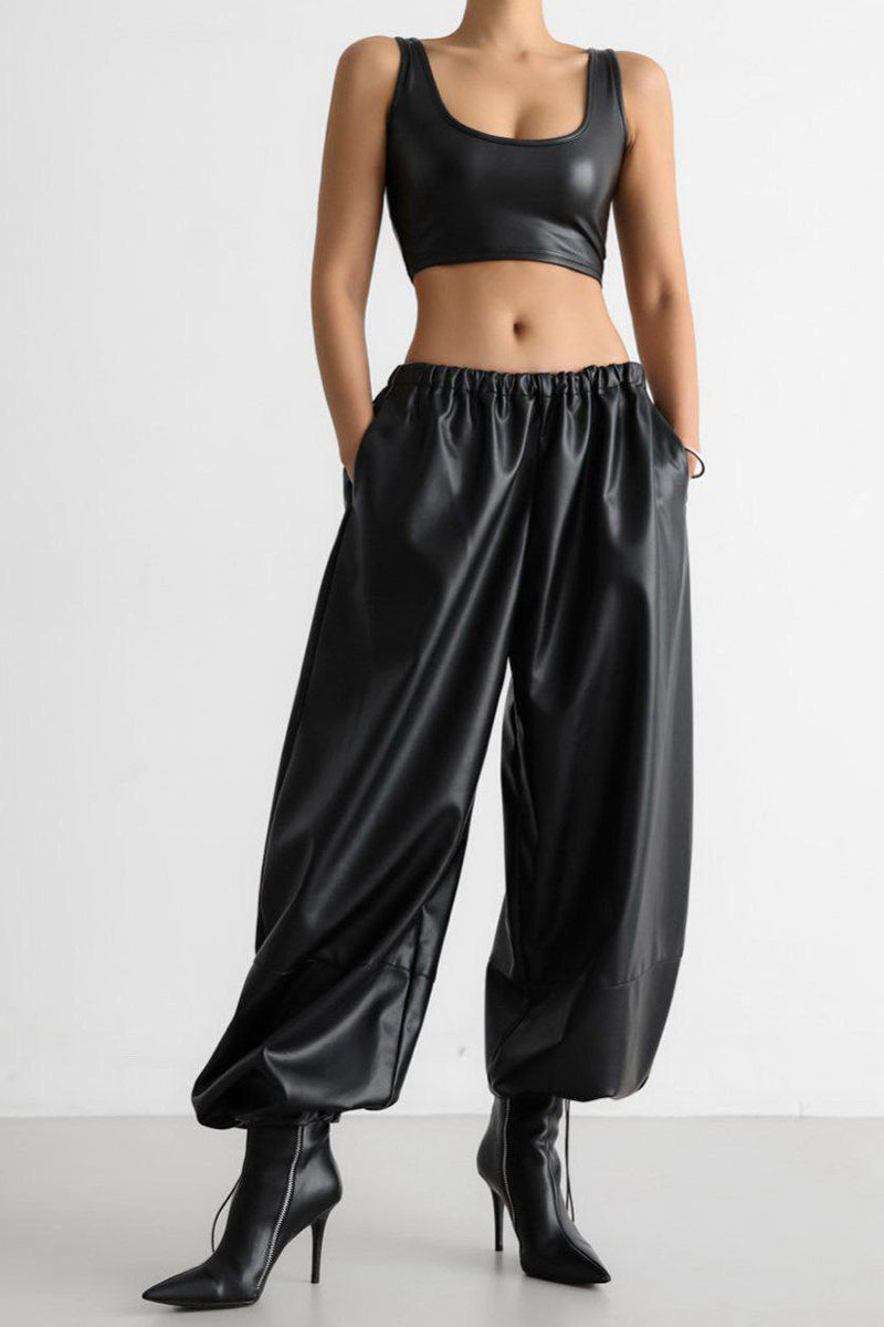 Relaxed Fit Drawstring Casual Pants