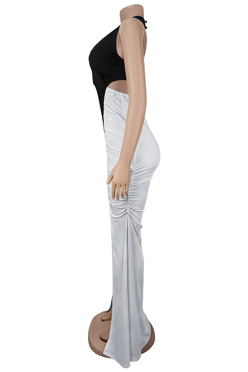 Plunge Neck Halter Maxi Dress