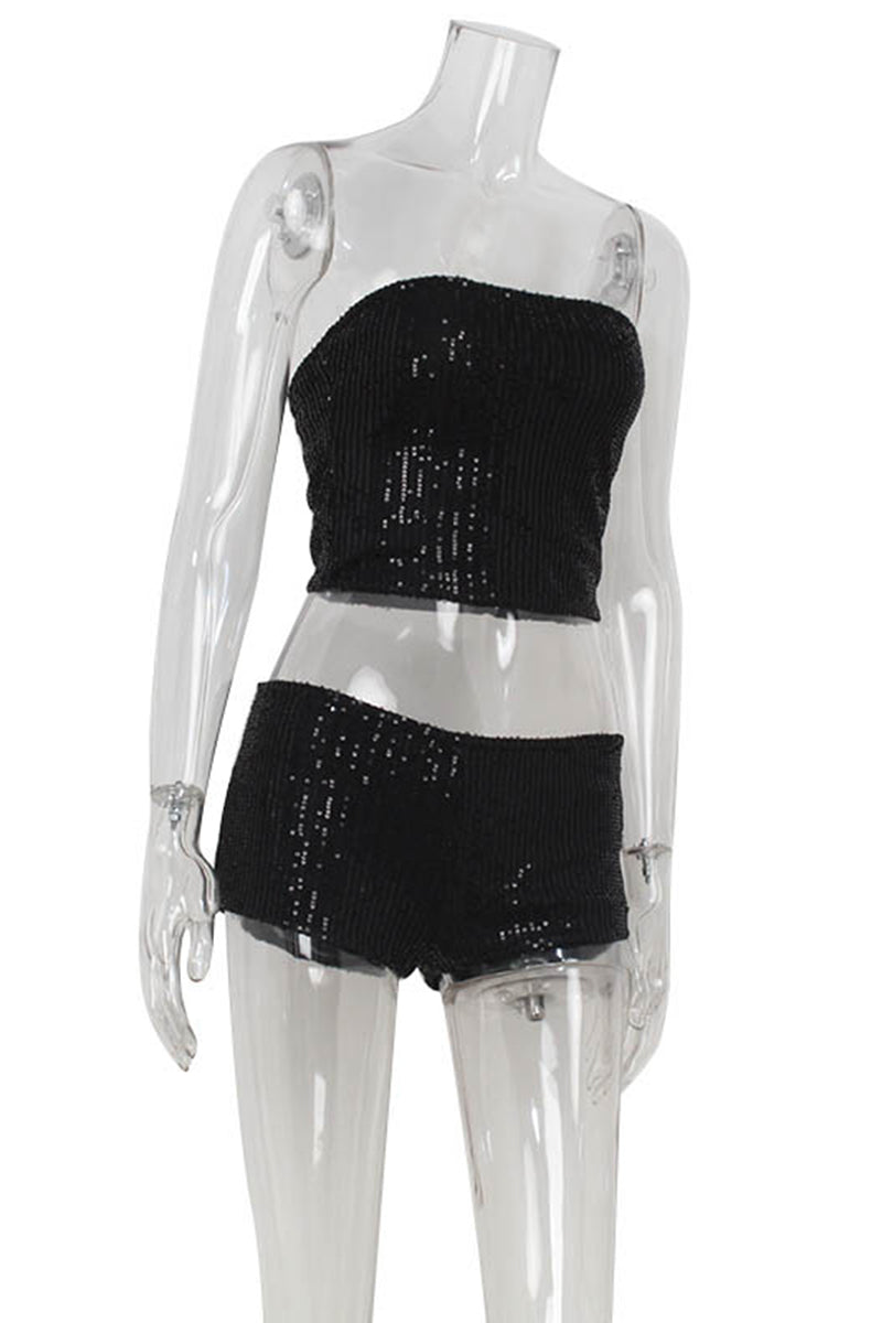 Sequin Tube Top and Shorts Set