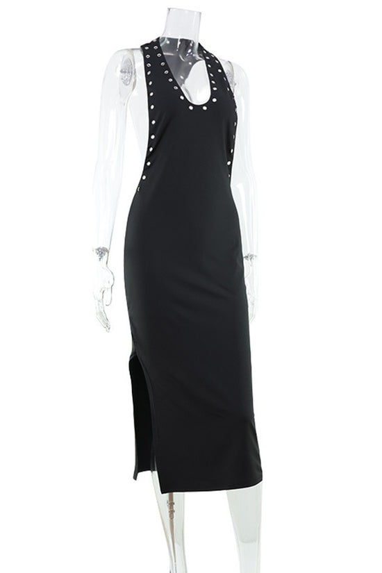Studded Sleeveless Midi Dress