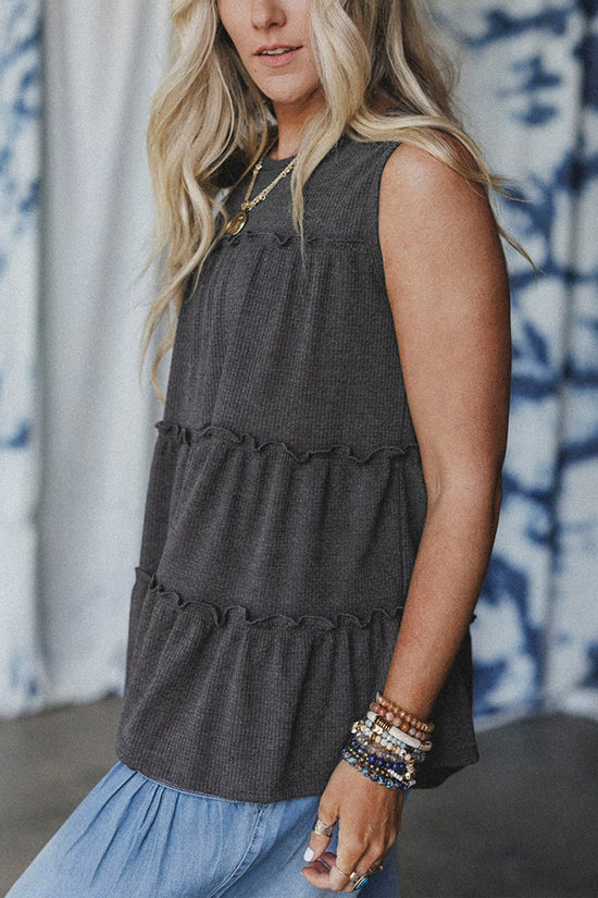 Tiered Frill Trim A-Line Tank Top