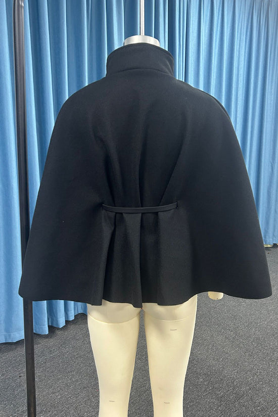 Elegant Belted Cape with Button Detail