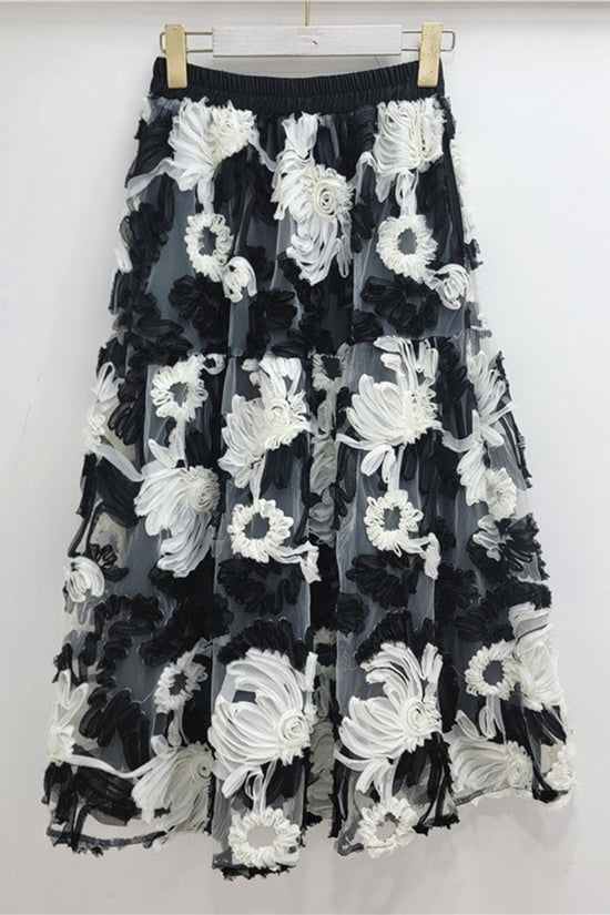Floral Texture Midi Skirt