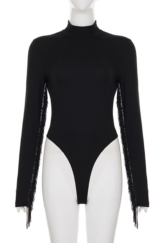 Fringe Detail High Neck Bodysuit
