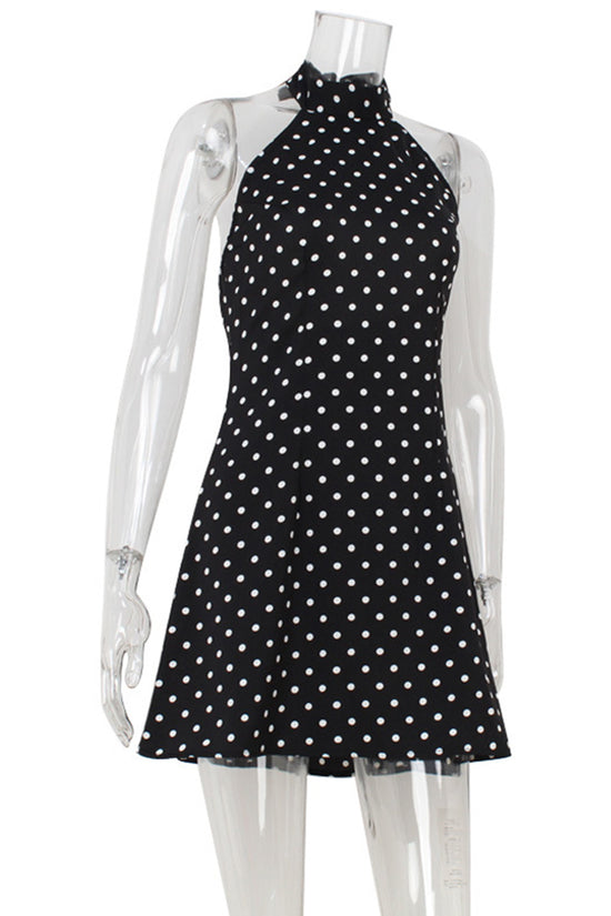 Polka Dot Halter Casual Dress