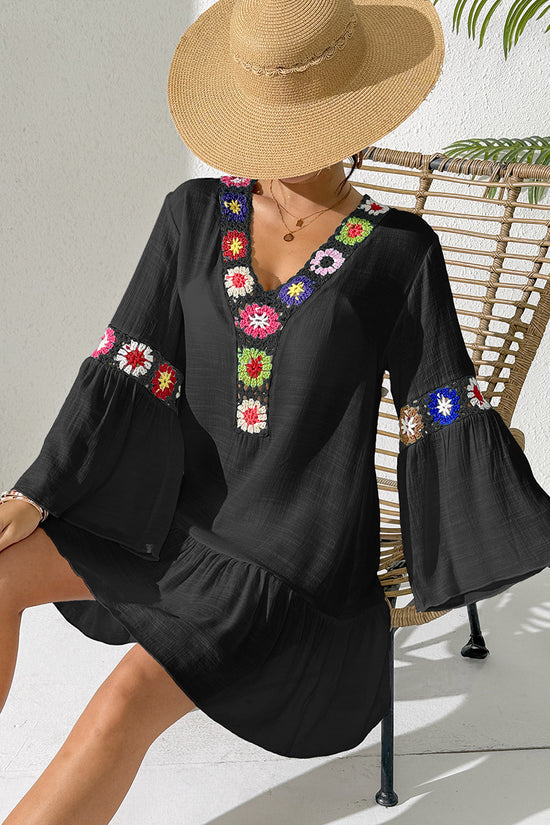 Floral Crochet Boho Beach Cover-Up