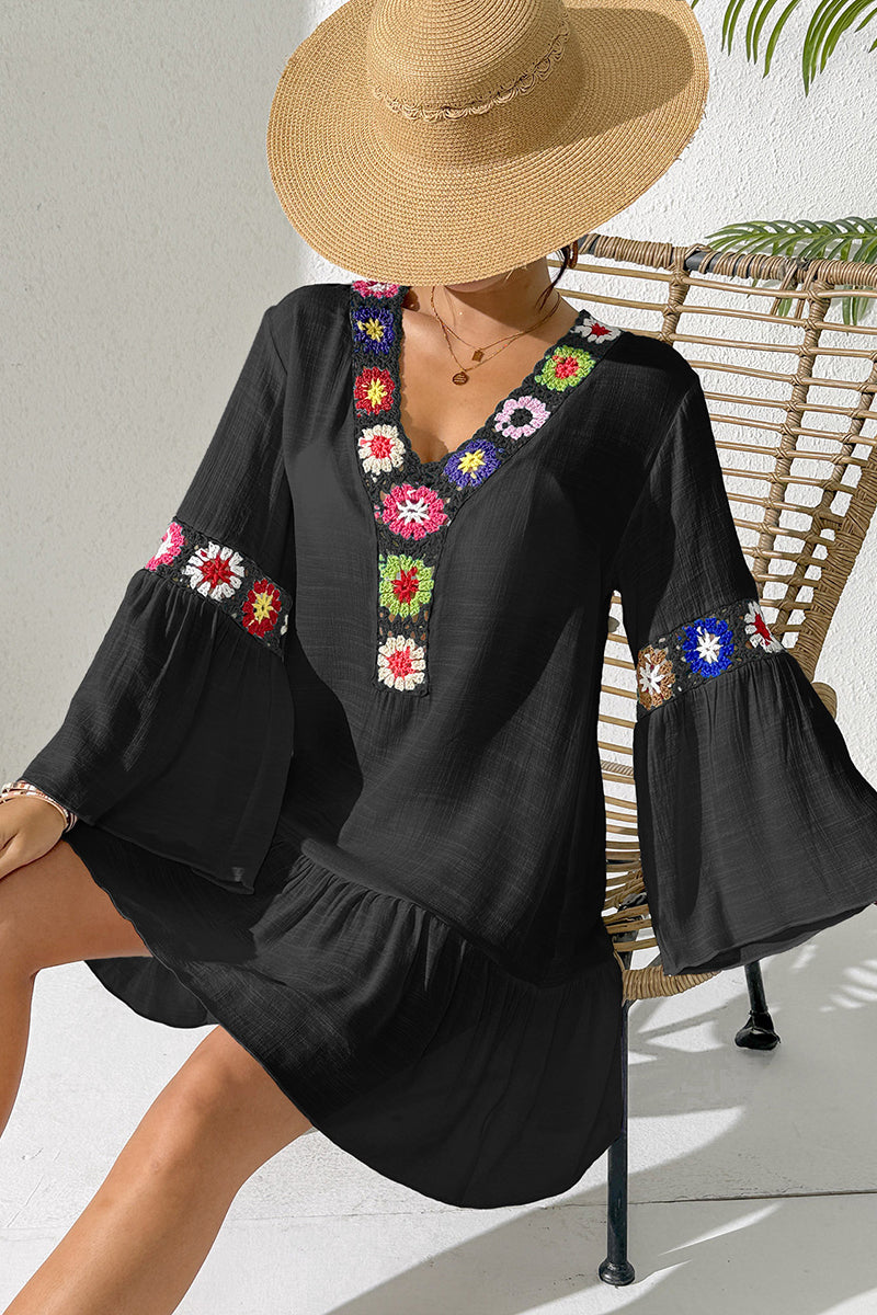 Floral Crochet Boho Beach Cover-Up