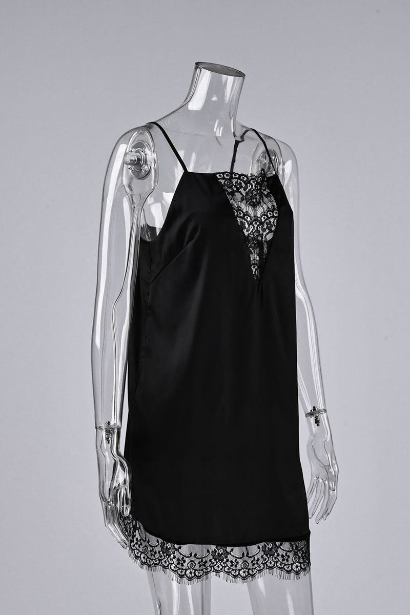 Lace Trim Spaghetti Strap Casual Dress