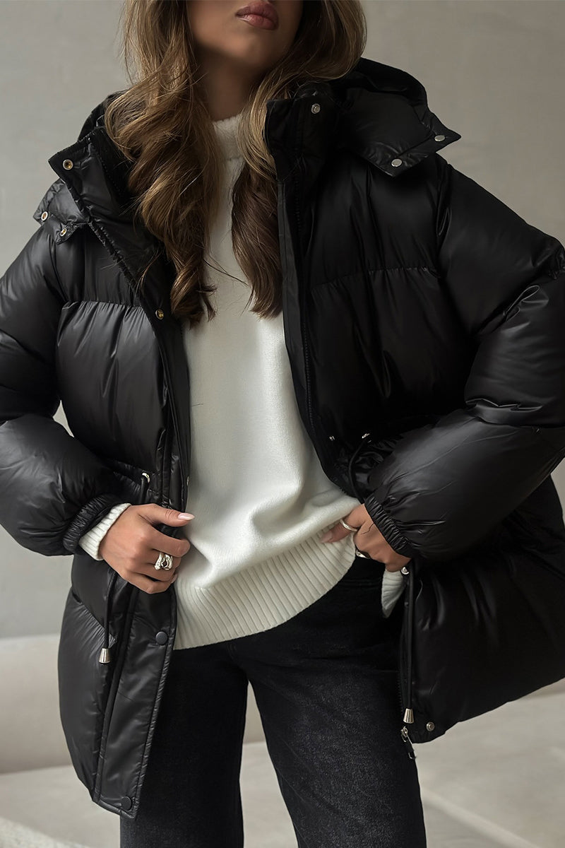 Sleek Belted Puffer Coat