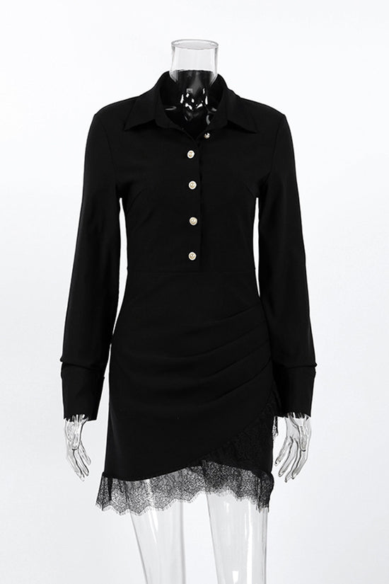 Button-Up Long Sleeve Bodycon Dress